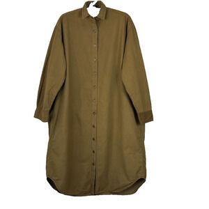 Reliquary Shirt Dress Women's One Size Khaki Oversized Long Sleeve Button Up